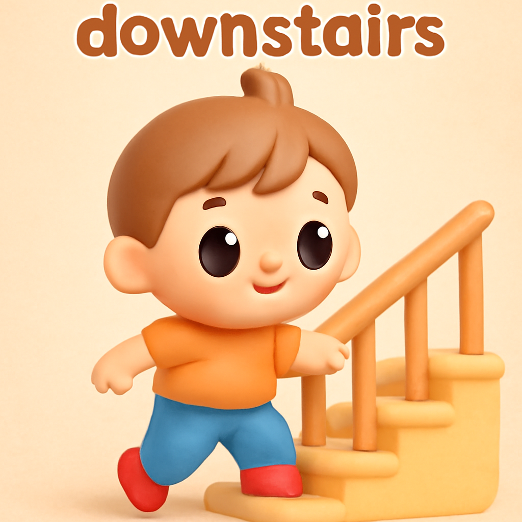 downstairs